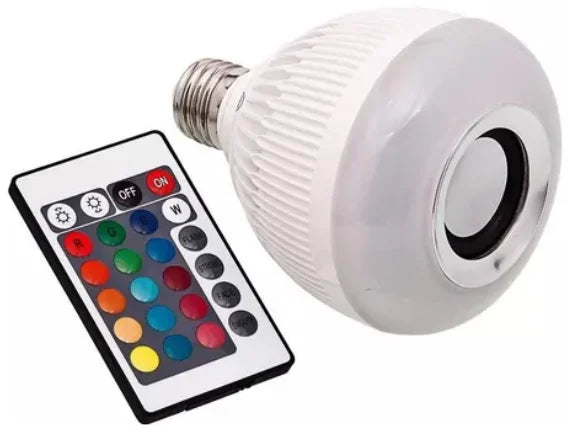 Lâmpada Bluetooth Com Led Rgb Música 12w + Controle Remoto