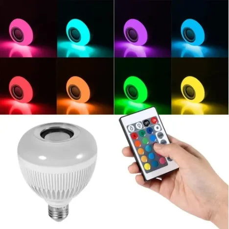 Lâmpada Bluetooth Com Led Rgb Música 12w + Controle Remoto